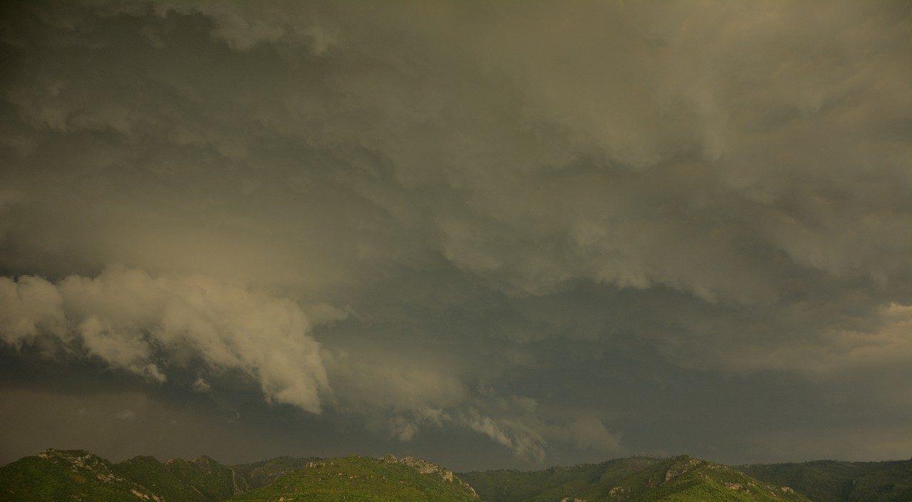 Thick clouid evelopes the Margalla Hills